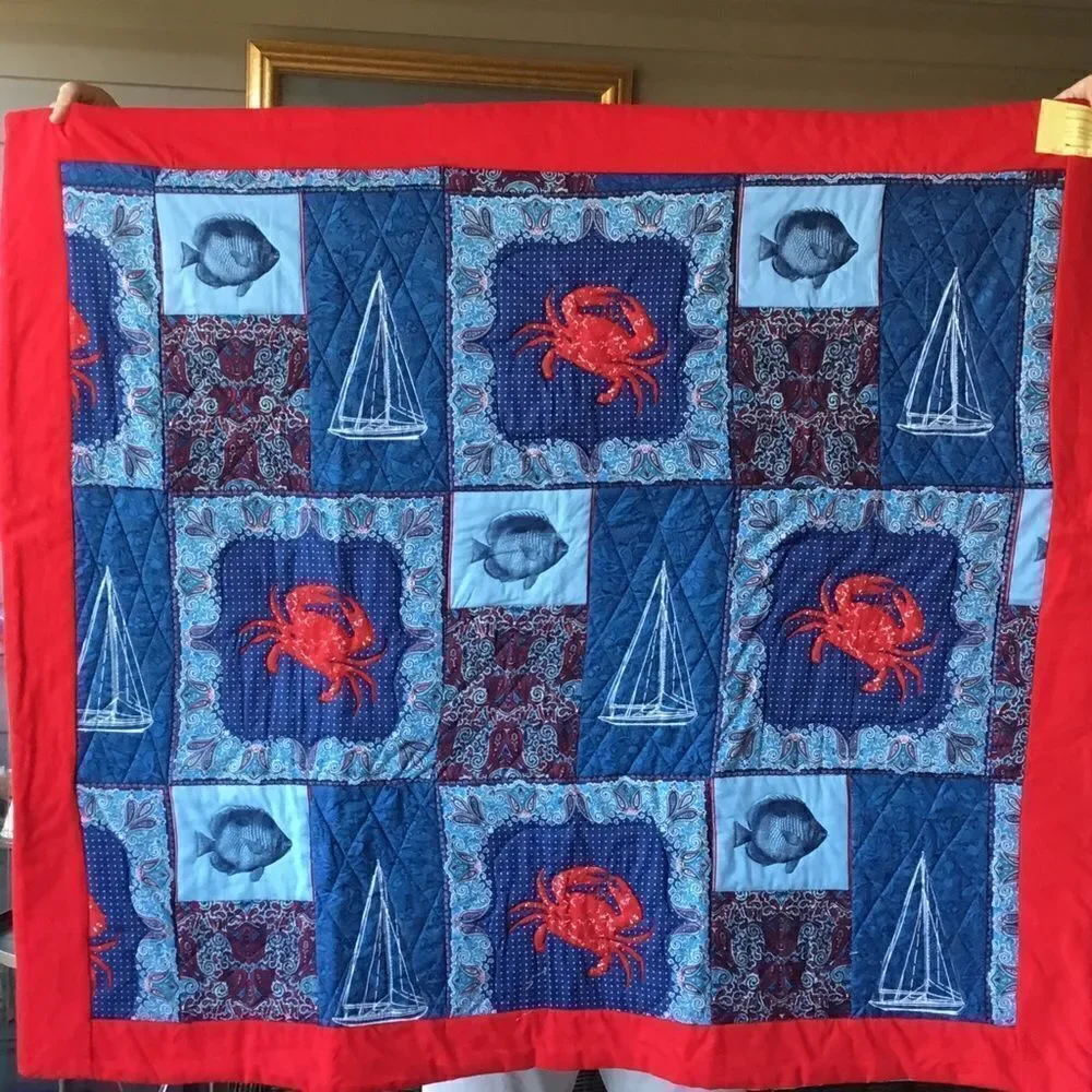 NWT. Hand Crafted Nautical Lap Quilt